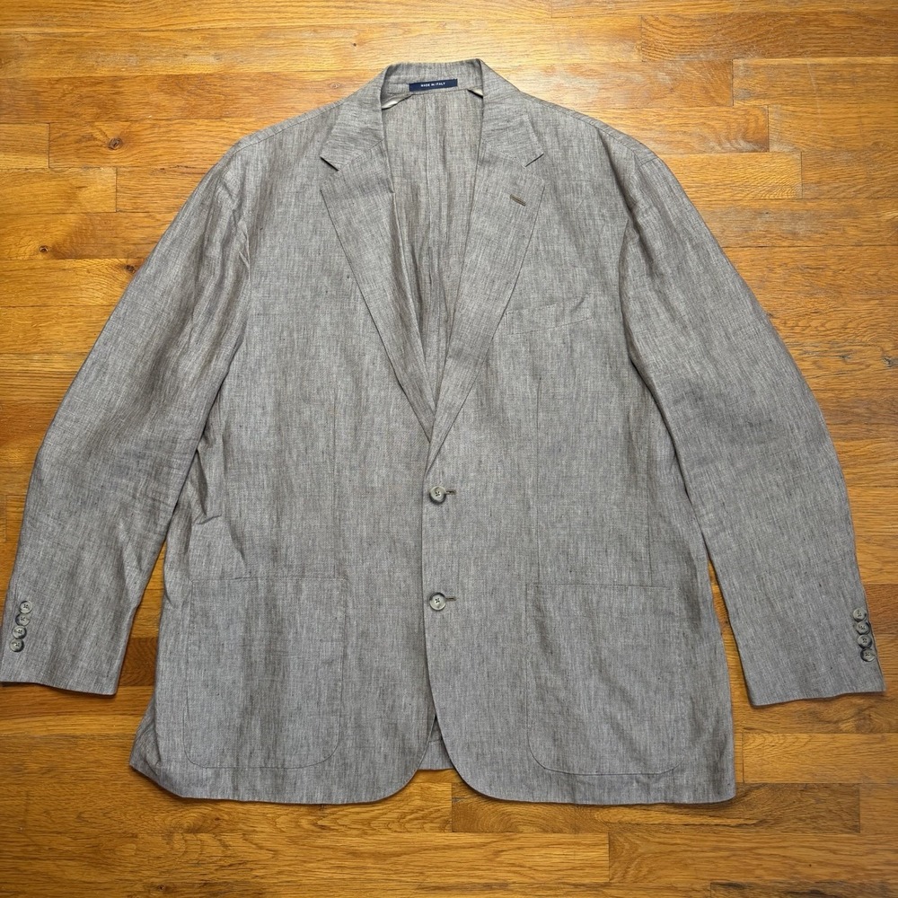 100% Solbiati Linen Unstructured Blazer 50R Italy Jacket Cremieux Mens 2 Button